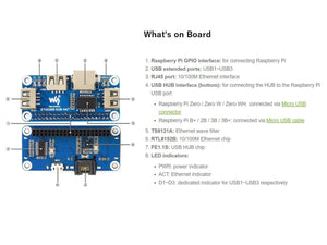 IBest Waveshare Ethernet/USB HUB Hat for Raspberry Pi ETH/USB HAT - Ilgrandebazar