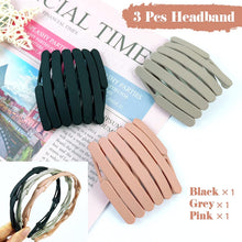 Carica l'immagine nel visualizzatore di Gallery, Hanyousheng Cerchietti per Capelli, 3 Pezzi Fasce per Capelli, Cerchio per Capelli Pieghevole, Fascia per Capelli Tascabile Retrattile, Accessori per Capelli Uomo e Donna, con Ziplock Bag(3 Colore)