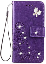 Carica l&#39;immagine nel visualizzatore di Gallery, Galaxy J6 Case,J6 Case 2018,Book Style Fashion Bling Diamond PU Leather Stand Flip Case Cover con porta carte di credito Custodia a portafoglio per Samsung Galaxy J6 2018 Custodia con supporto. Viola