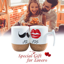 Carica l&#39;immagine nel visualizzatore di Gallery, Love-KANKEI Mr and Mrs Tazze di Ceramica con Base in Sughero - Regali di... - Ilgrandebazar