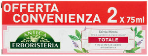 Antica Erboristeria, Dentifricio Totale Antiplacca con Ingredienti Naturali, Gusto Salvia e Menta, 2 X 75 Ml