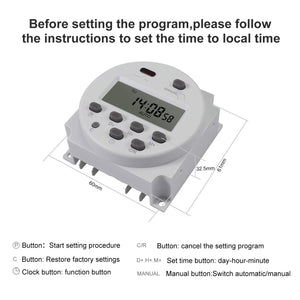 Interruttore Orario Programmable - Temporizzatore 16 Gruppi, 2P 63A AC230V - Foto 2