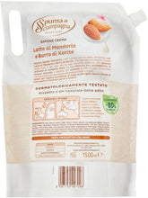 Carica l'immagine nel visualizzatore di Gallery, Spuma Di Sciampagna Ecoricarica Sapone Liquido Mani Latte Di Mandorla E Burro Di Karitè - 1500 Ml
