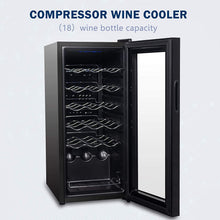Carica l'immagine nel visualizzatore di Gallery, Cantinetta Frigo per Vini e bevande, Supporta 18 bottiglie,Porta in vetro temperato, cassetto cromato (53L)