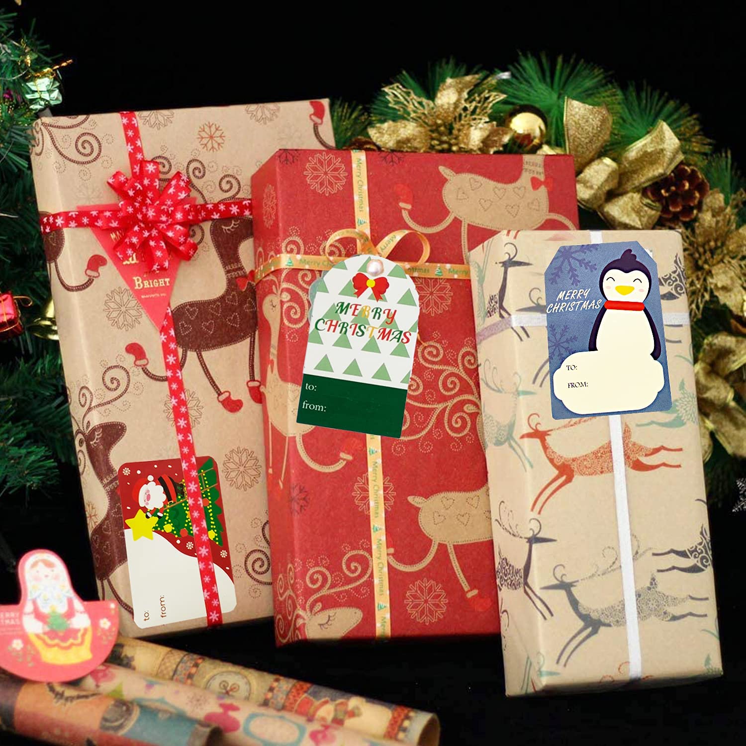 40 LUXURY CHRISTMAS GIFT TAGS TRADITIONAL MODERN CONTEMPORARY PRESENTS CUTE - Foto 2
