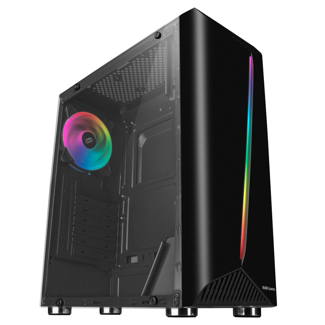 Mars Gaming MCX, custodia PC ATX, vetro temperato, ventola RGB DUAL RING Nero - Ilgrandebazar