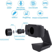 Carica l'immagine nel visualizzatore di Gallery, wansview Webcam 1080P con Microfono, PC Laptop Desktop Computer USB 2.0 Full HD Webcamera con Clip Regolabile per Videochiamata, Studi, Conferenze, Registrazione e Giochi