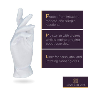 Beauty Care Wear Guanti di Cotone Medio Bianco Per Eczema, Pelle Medio, White - Ilgrandebazar