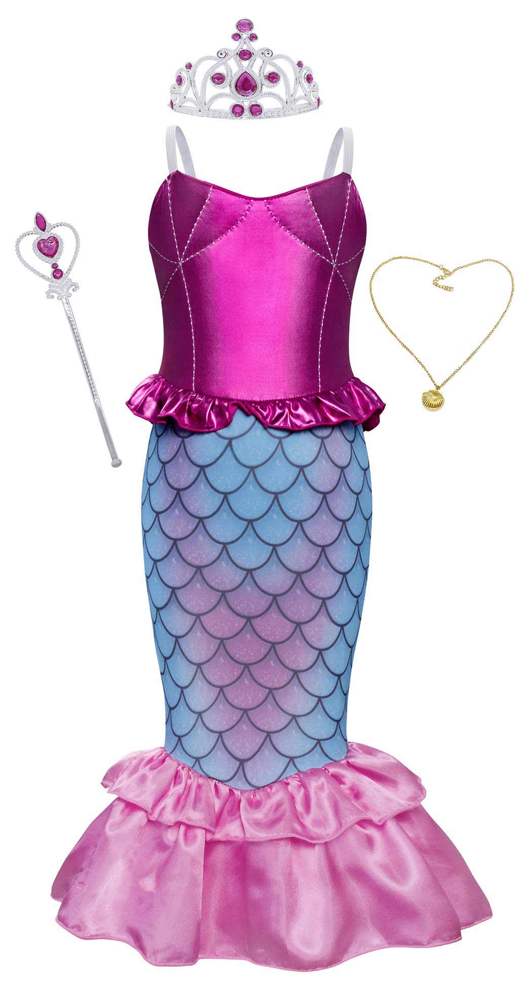 AmzBarley Il Costume della Sirenetta Ariel Vestito vestirsi Ragazze Ba –
