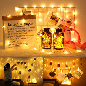 JUMKEET Catena Luminosa, 10m 100LED Luci Brillanti Filo di Rame - Impermeabile Presa Ideale per Compleanno Decorazioni Natalizie Feste di Natale Ecc Luce Bianca Calda [2 Pacchi]