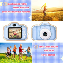 Carica l'immagine nel visualizzatore di Gallery, ASIUR Fotocamera Digitale per Bambini Giocattoli Fotocamera per Bambini Fotocamera da 2 Pollici Schermo HD Videocamera 1080P Regali per Ragazzi e Ragazze da 3 a 8 Anni (Bleu)