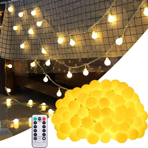 BETECK Catena Luminosa, Luci Stringa 10m Lampadina Illuminazione 100 LED Bulbo Lampade Con 8 Modalità Flash per Ghirlanda Decorazioni Casa, Festa, Matrimonio, Giardino (Bianco Caldo)