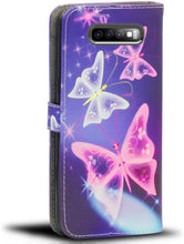 Carica l&#39;immagine nel visualizzatore di Gallery, Custodia per Samsung Galaxy S10 Plus, custodia a portafoglio ultrasottile in pelle + TPU con slot per carte di credito [funzione cavalletto] [chiusura magnetica] (Galaxy S10 Plus, farfalla blu libro)