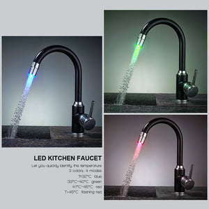 Auralum Rubinetto Miscelatore con LED RGB per Cucina Nero Con Led - Ilgrandebazar