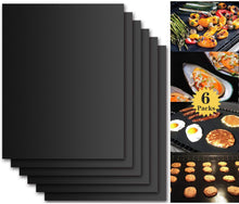 Carica l'immagine nel visualizzatore di Gallery, Tappetino da Barbecue Set di 6 Mat Cottura BBQ Riutilizzabile Antiaderente in Teflon Approvati da LFGB &amp; FDA, Resistenti a Temperatura Alta Adatti per Griglia a Gas Carbone Forno e Griglia Elettrica