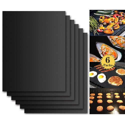 Tappetino da Barbecue Set di 6 Mat Cottura BBQ Riutilizzabile M, nero - Ilgrandebazar