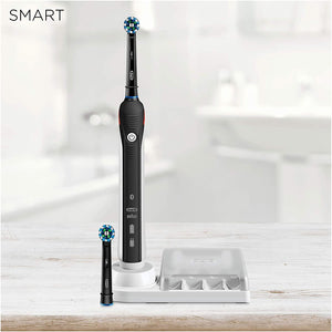 Oral-B Smart 4 4000N Spazzolino Elettrico Ricaricabile, 1 Spazzolino Nero Connesso con Bluetooth, 2 Testine di Ricambio, Idea Regalo Natale