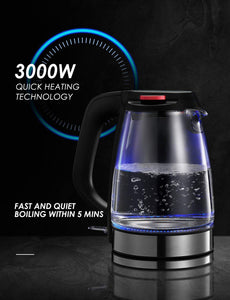 Bollitore Elettrico in Vetro Aicok 1.7L d'acqua 8-cup, Nero - Ilgrandebazar