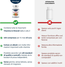 Carica l'immagine nel visualizzatore di Gallery, Multivitaminico e Multiminerale, 450 Compresse (Scorta Formato Famiglia per 1+ Anno), Vitamine e Minerali Complex con Vitamine A,B,C,D3,E, Calcio, Zinco, Selenio, Integratore Multivitaminico Completo 450 Unità (Confezione da 1)