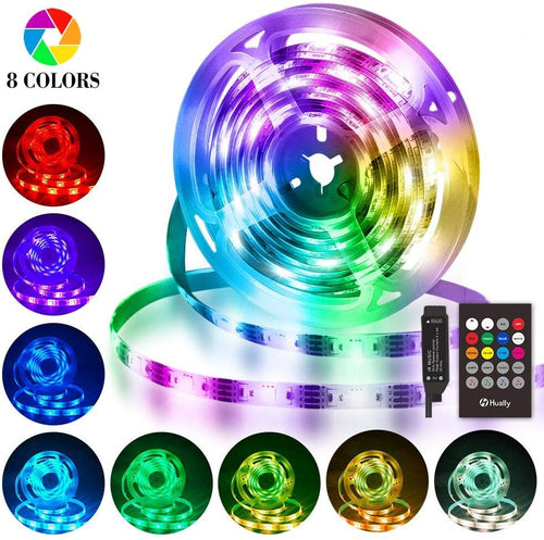 Striscia LED 3M, Hually 90 LEDs Strisce LED RGB 5050 con Telecomando RF,Sincronizza con la musica, 4 Modalità, Impermeabile USB alimentata LED Striscia per Decorazioni, Cucina, Festa, Natale, Bar ecc