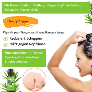 Tea Tree Oil Puro 100% Olio Essenziale di Albero del Tè Naturale - Olio Essenziale Tea Tree Olio di Acne - Anti Acne e Brufoli Trattamento per Pelli Impure, per Aromaterapia Diffusore - 30ml