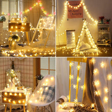 Carica l'immagine nel visualizzatore di Gallery, EFFE Strisce LED forma di fiocco di neve a 20 LED con luci a LED Luci da stringa a LED da 3M Luci a batteria impermeabili per giardino di Natale Patio Camera da letto Decorazioni Illuminazione