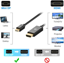 Carica l&#39;immagine nel visualizzatore di Gallery, Rankie Cavo Mini Displayport (Mini DP) (Thunderbolt) su HDMI, 4K, 1,8m, Nero