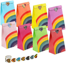 Carica l'immagine nel visualizzatore di Gallery, Funny House 40 Pezzi Sacchetti Regalo di Carta Regalo Confetti Borse Arcobaleno Festa con Un Rotolo di 100 Adesivi per Bambini Feste di Compleanno