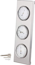 Carica l'immagine nel visualizzatore di Gallery, Stazione meteorologica analogica BOB - Telo in acciaio inossidabile 30x10cm - Barometro Termometro Igrometro
