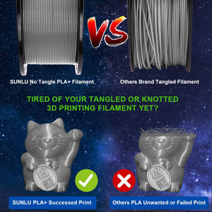 SUNLU Filamento per Stampante 3D, PLA 1.75,Tangle Free PLA-Grigio - Ilgrandebazar