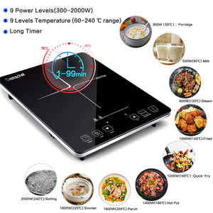 Piastra ad induzione,Amzchef piano Cottura a induzione 2000W, argento - Ilgrandebazar