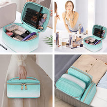 Carica l'immagine nel visualizzatore di Gallery, Beauty Case da Viaggio 3 Pezzi Borse da Toilette Borsa Cosmetica per Donne Grande Impermeabile Pochette da Toilette Organizer (Blu sfumato)