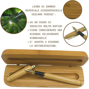 Amore Legno Sforza Penna Stilografica Elegante, Idee Regalo Uomo e Donna, Regali Laurea Compleanno con Frasi Motivazionali, Scatola in Legno di Bamboo (A)