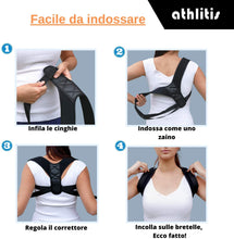 Carica l&#39;immagine nel visualizzatore di Gallery, Correttore Postura Uomo Donna - Athlitis - Fascia Posturale Spalle e Schiena Regolabile, Supporto per Schiena Dritta e Raddrizza Spalle, Fascia Elastica ed E-Book inclusi