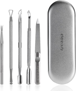 ETEREAUTY Spingi Cuticole 5 Pezzi in Acciaio Inox Cuticole Unghie Rimuovi per Rimuovere Pelle Morta, Nail Art, Pedicure e Manicure