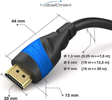 Carica l'immagine nel visualizzatore di Gallery, KabelDirekt – 5 m – Cavo HDMI 4K (4K@60 Hz per Una spettacolare Esperienza Ultra HD – High Speed con Ethernet, Compatibile con HDMI 2.0/1.4, Blu-ray/PS4/PS5/Xbox Series X/Switch, Nero) 5 m Nero/Blu