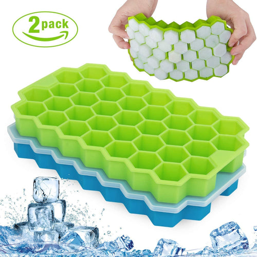 Fenvella Cubetti Ghiaccio, 2 Pezzi Ghiaccio Silicone con Coperchio, Ghiaccio Stampo Senza BPA per Acqua, Whisky, Succo di Frutta, Cocktail e Altre Bevande.