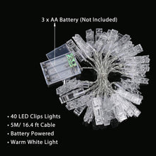 Carica l&#39;immagine nel visualizzatore di Gallery, Cookey LED Foto Clip Stringa Illuminazione - 40 Clips 5M 3 AA Batterie - Ilgrandebazar