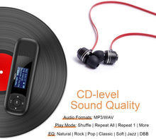 Carica l&#39;immagine nel visualizzatore di Gallery, AGPTEK Lettore MP3 portatile da 8 GB, display LCD da 1 pollici, chiavetta USB con FM, registrazione U3, nero e rosso