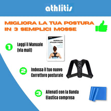 Carica l&#39;immagine nel visualizzatore di Gallery, Correttore Postura Uomo Donna, DISP. MEDICO CE, Fascia Posturale Traspirante Regolabile, Supporto per Schiena Dritta e Raddrizza Spalle, Elastica ed E-Book