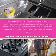 Carica l'immagine nel visualizzatore di Gallery, Bio-mex® Detergente Universale Biodegradabile - Pasta pulente Che Pulisce, sgrassa e Lucida. Brilla Acciaio. Anticalcare con Azione Antigoccia.- 300gr con Spugna