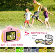 Carica l'immagine nel visualizzatore di Gallery, YunLone ToyZoom Macchina Fotografica per Bambini, Bambini Fotocamera Digitale Portatile Selfie Videocamera per Bambine 2 Pollici LCD /1080P FHD / 18MP/Scheda 32 GB/Custodia Inclusa(Rosa)
