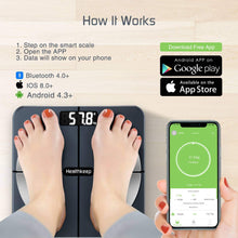 Carica l&#39;immagine nel visualizzatore di Gallery, Bilancia Pesapersone Digitale Bilancia Pesapersone Impedenziometrica Intelligente Bluetooth Bilancia Pesa Persona Misura Peso Corporeo, Massa Grassa, BMI, Massa Muscolare, Massa Ossea, Proteine, 180kg