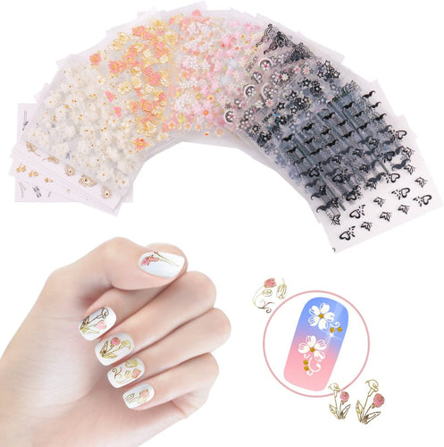 Nicedeco Più di 1500 pezzi (50 fogli) Fiore / Farfalla / Pesci / Stelle / Gatto / Cranio/ Baffi / Pizzo 3D Sticker Adesivi per Unghie Nail Art / Scrapbooking / Adesivi del Premio per Bambini