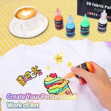 Carica l&#39;immagine nel visualizzatore di Gallery, Gifort Colori per Tessuti Permanenti 3D, Set di 24 Colori x 30ml, Colori per Pittura per Bambini e Adulti, Colori Fluorescenti Metallizzati per Stoffe Magliette Vetro Legno