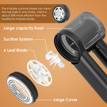 Carica l&#39;immagine nel visualizzatore di Gallery, Dreamhigh® Electric Lint Shaver, 2 in 1 Togli Pelucchi Elettrico con Spazzola per Pelucchi, Ricaricabile Leva Pelucchi Elettronico con Display LED, 3 Velocità Testa a 6 Lame (Nero)