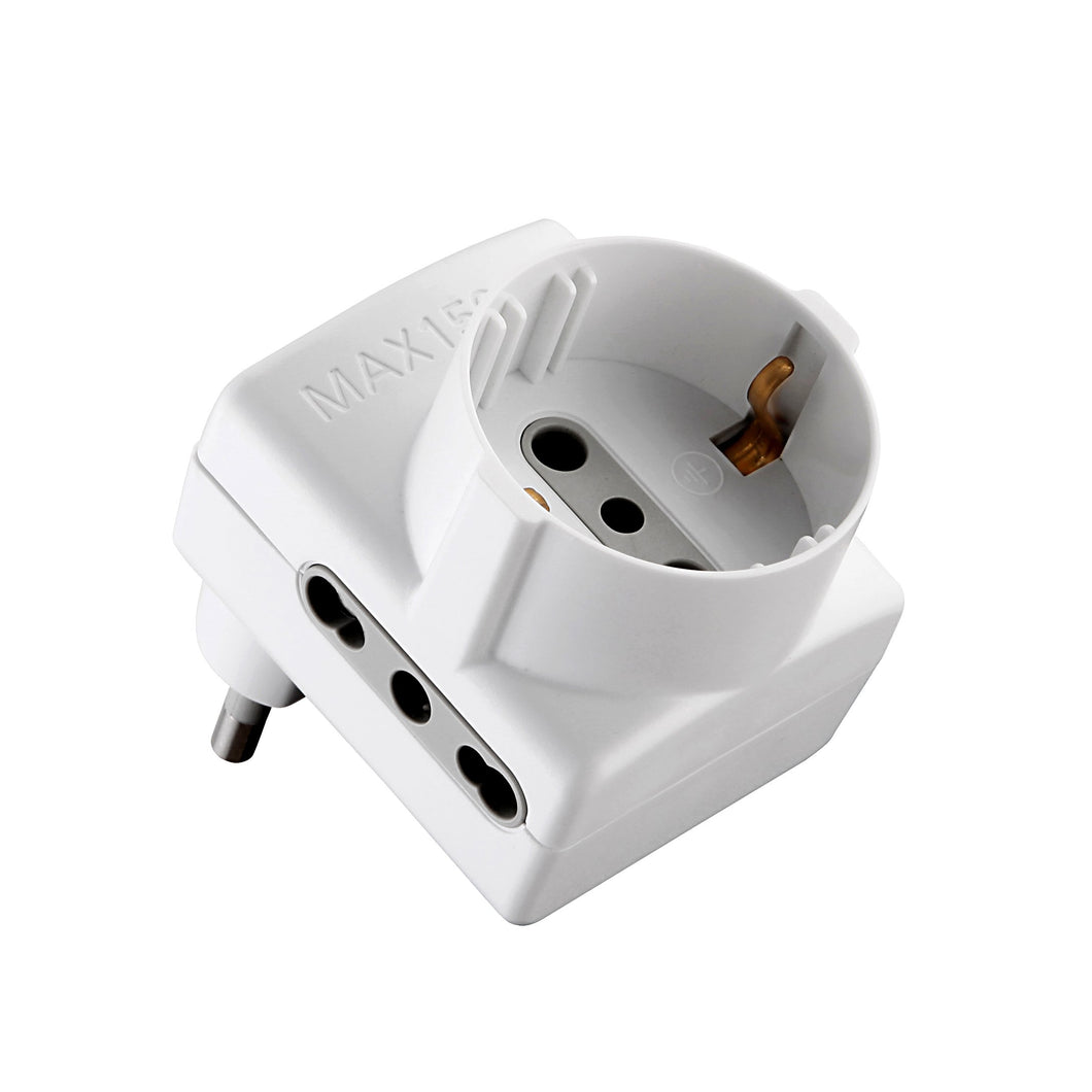 Electraline 70066 Adattatore Multipresa con Spina Salvaspazio, Presa Bianco - Ilgrandebazar