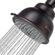 Carica l'immagine nel visualizzatore di Gallery, Soffione Doccia ad Alta Pressione, Voolan Doccetta 10 cm Fissa in Bagno, 5 Modalità di Spruzzo e Soffione Regolabile in Bronzo, Adatto Anche a Bassa Pressione Acqua (Senza Braccio Doccia)