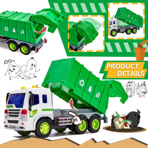 HERSITY Camion Spazzatura Giocattolo Macchinine Bambino Grande con Luci e Suoni Modellini Auto Regalo per Bambini Ragazzo 3 4 5 Anni