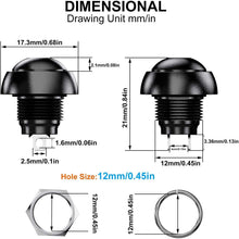 Carica l'immagine nel visualizzatore di Gallery, 12pcs 12mm Impermeabile Pulsante Momentaneo SPST ON/OFF 3A/250VAC, Lockless Mini Rotondo Bottone per Tromba Auto, PC, Lampada da Tavolo, Campanello di Casa